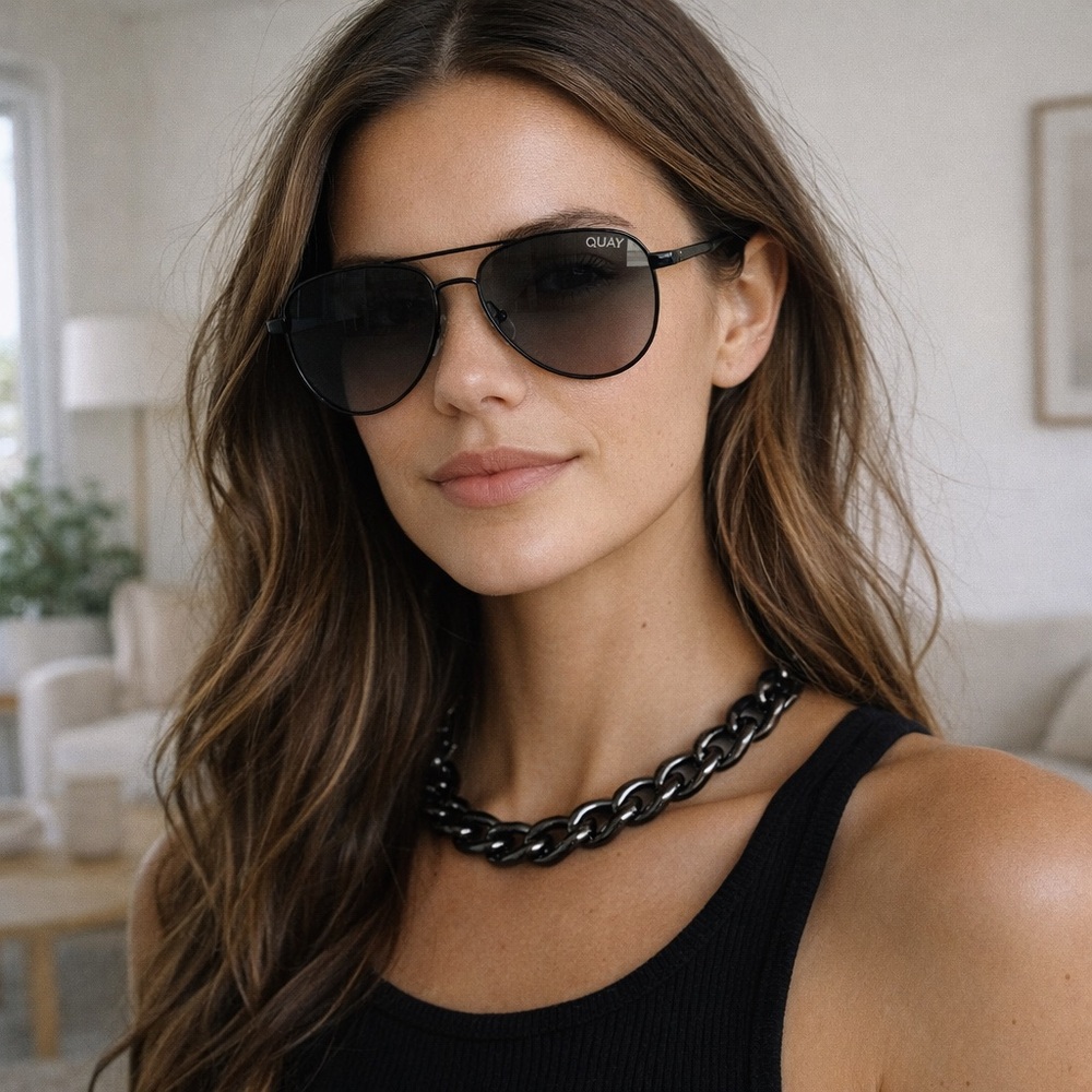 Quay Australia High Key 126 Aviator Sunglasses, Polarized 